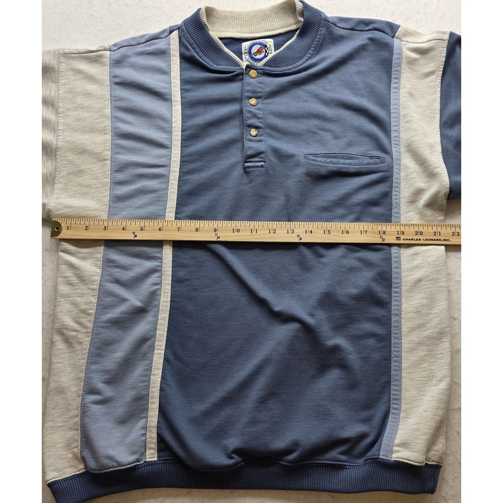 Greenline International Vintage Men's Blue & Gray 3 Button Golf Shirt. Size L - Picture 6 of 8